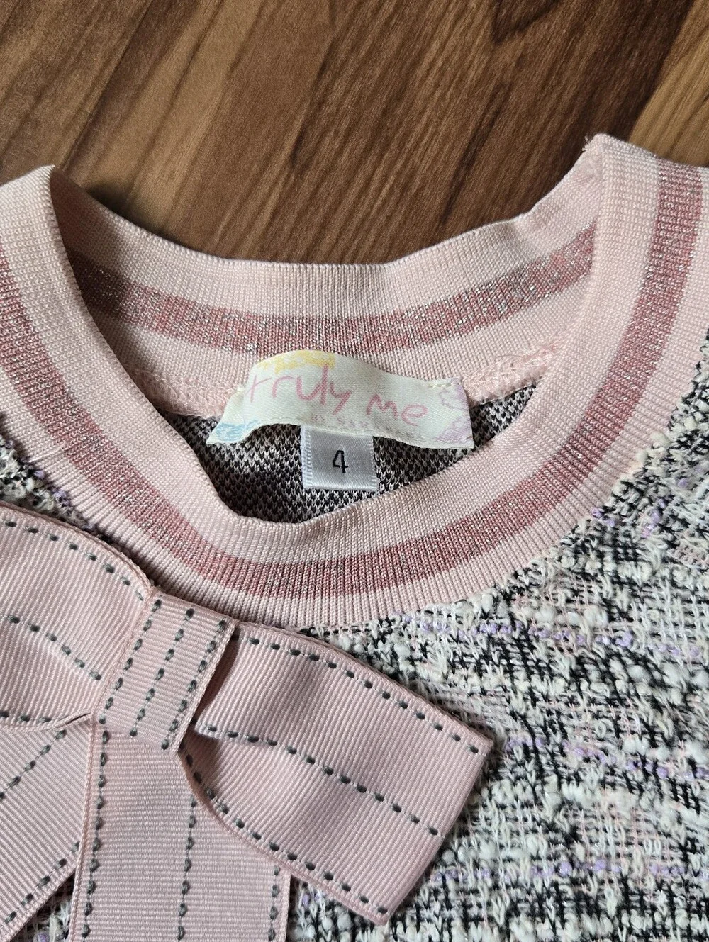 Little girl 4 EUC Truly Me Pink ruffle dress with tweed sweater cover